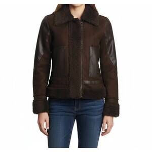 NEW MIILLA long sleeve with pockets shearling jacket in brown